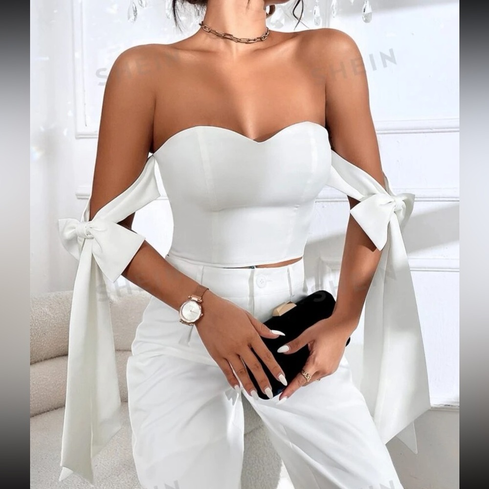 Shein | strapless top with shoulder detail size small